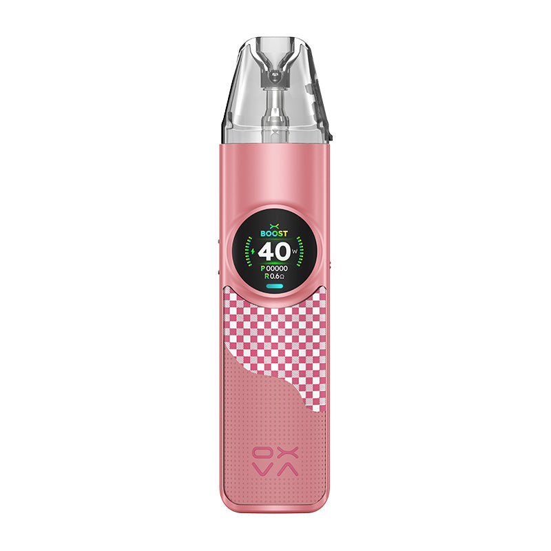 OXVA NeXLIM vape pod kit in Chequered Pink with side airflow slider visible
