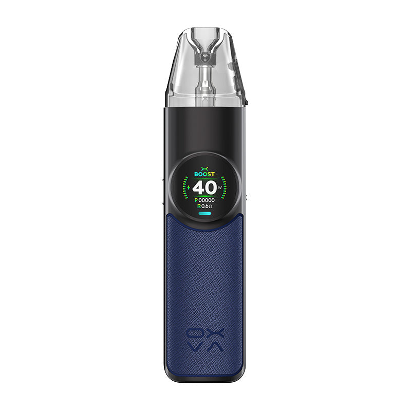 OXVA NeXLIM Pod Kit in Dark Blue charging via USB-C