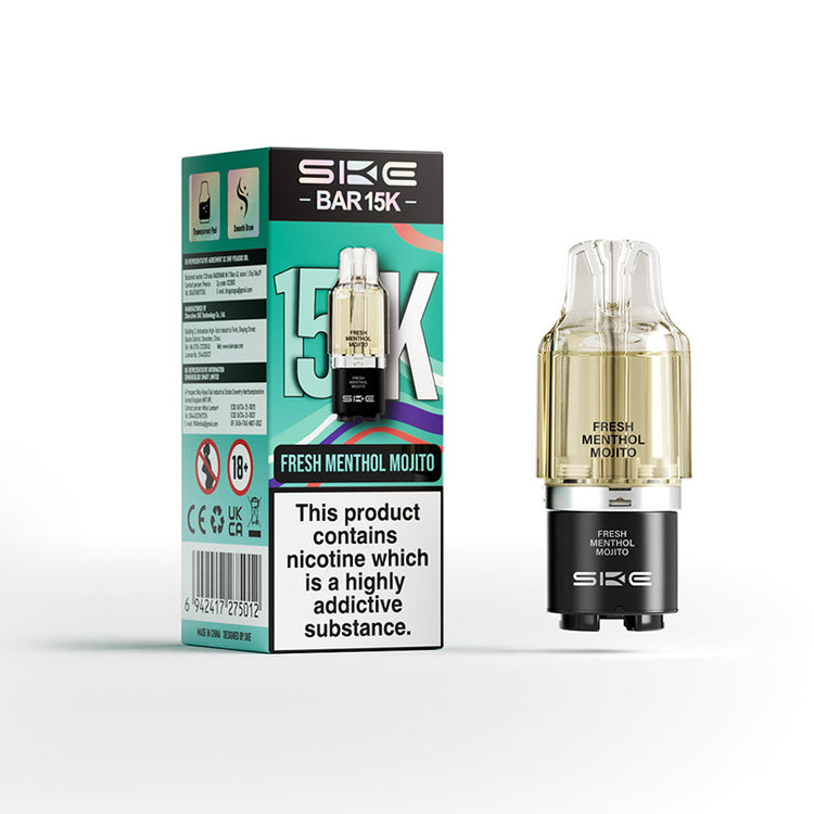 SKE Bar 15K 2ml prefilled pod with 10ml refill container