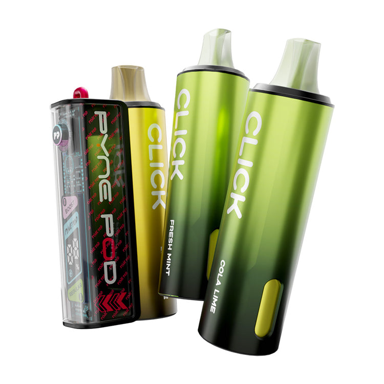 Pyne Pod Click 50K auto-draw vape device with flavour editions