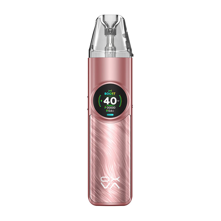 OXVA NeXLIM Pod Kit in Rose Gold next to its 2ml refillable top-fill pod