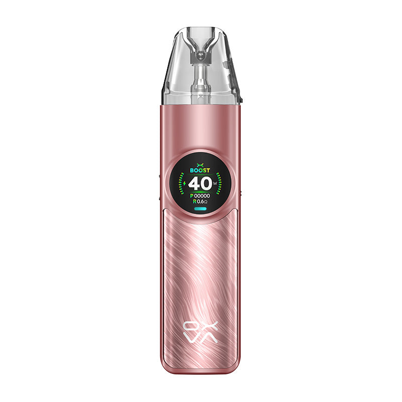 OXVA NeXLIM Pod Kit in Rose Gold next to its 2ml refillable top-fill pod