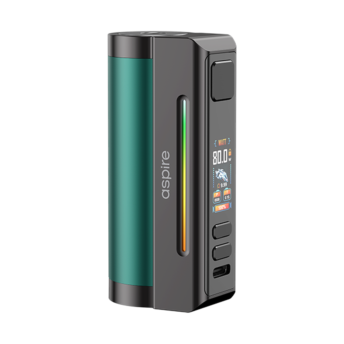 Aspire Zelos M80 Mod in Green & Gunmetal, compact metal-alloy build
