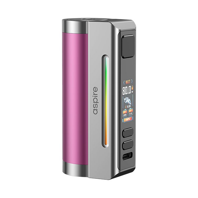 Aspire Zelos M80 Mod in Pink & Silver with dual LED battery indicators